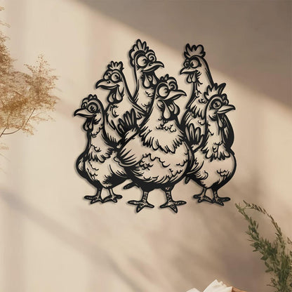 Stickers vinyle gang de poules - Autocollant poulet