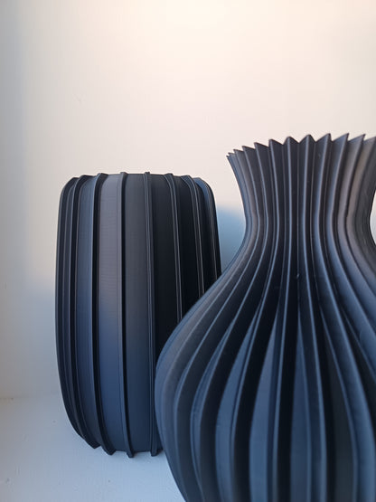 Vase droit à rainures pour fleurs fraîches et séchées