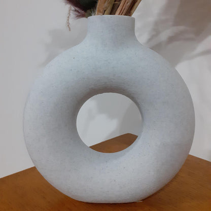 Vase donut style nordique pour fleurs fraîches et séchées